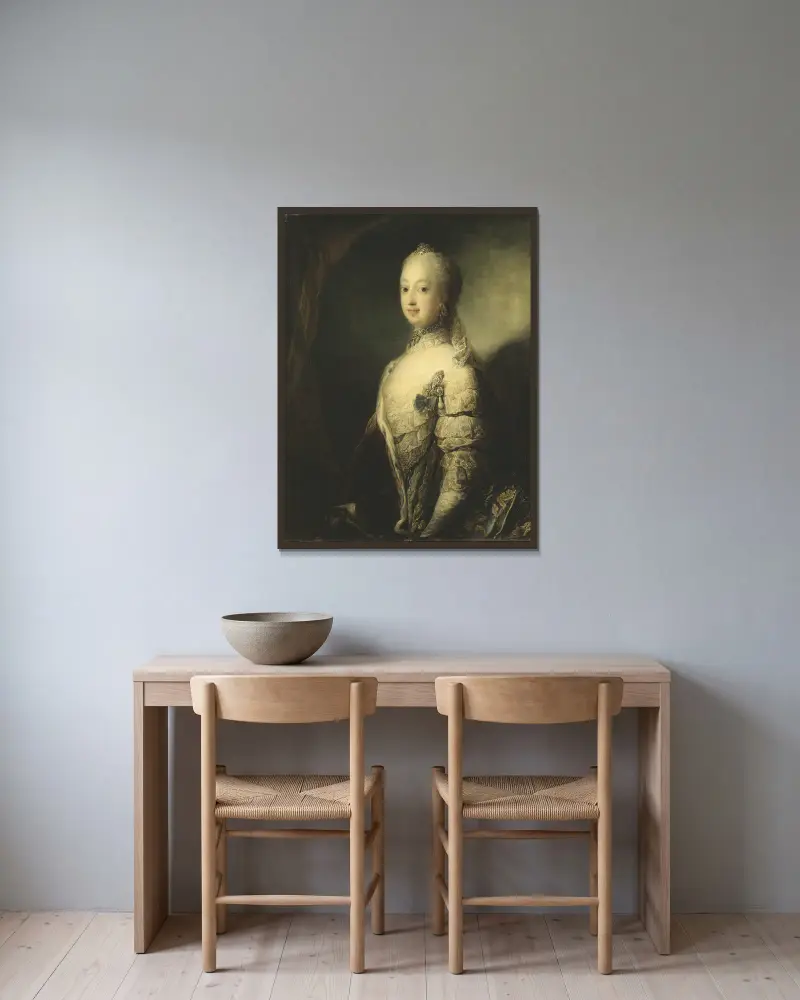 Sofia Magdalena, Sveriges drottning, 1765 av Carl Gustaf Pilo inramad på en vägg