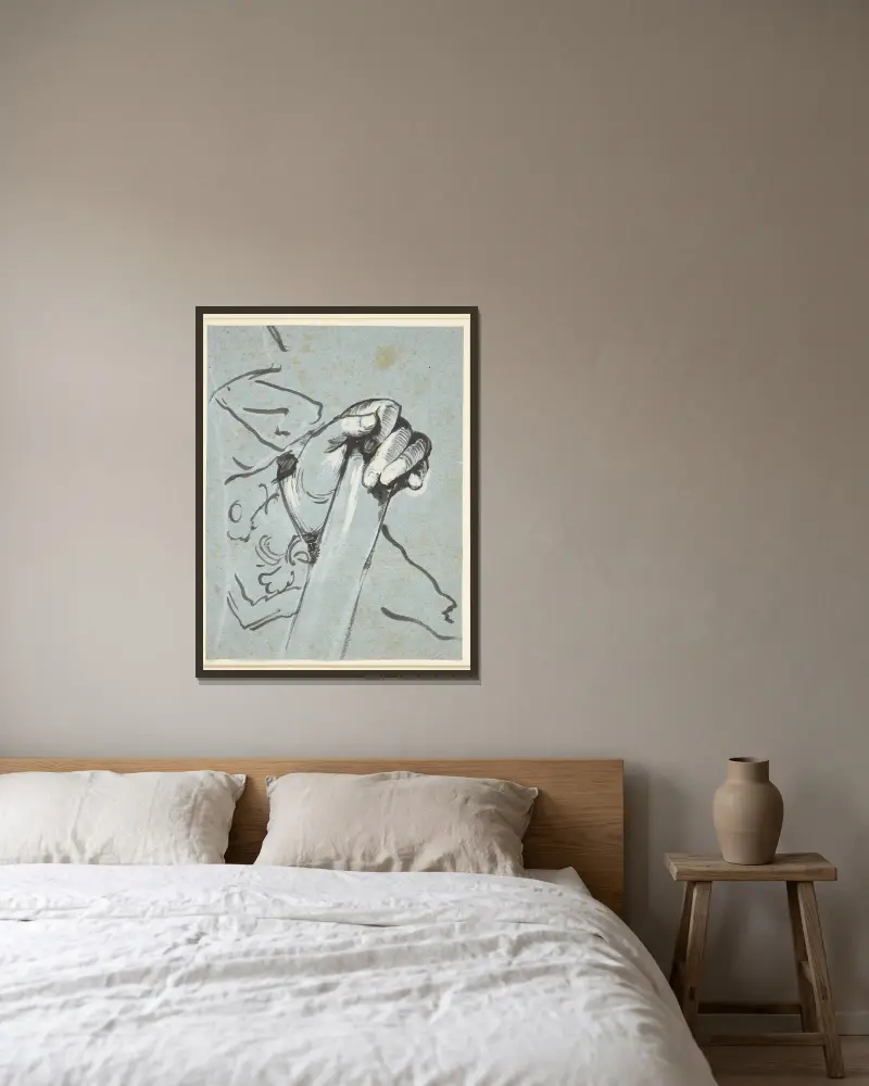 Studie einer Hand von Carl Gustaf Pilo gerahmt an einer Wand