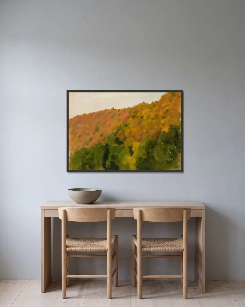 Herbstwald im Bärental av Gustav Kampmann inramad på en vägg