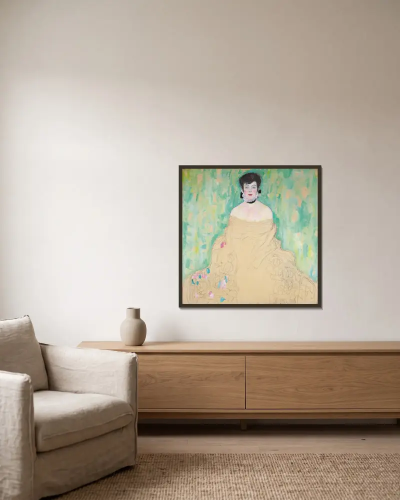 Amalie Zuckerkandl av Gustav Klimt inramad på en vägg