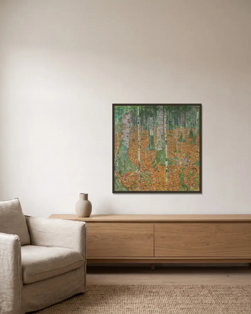 Březový les, Gustav Klimt v rámu na stěně