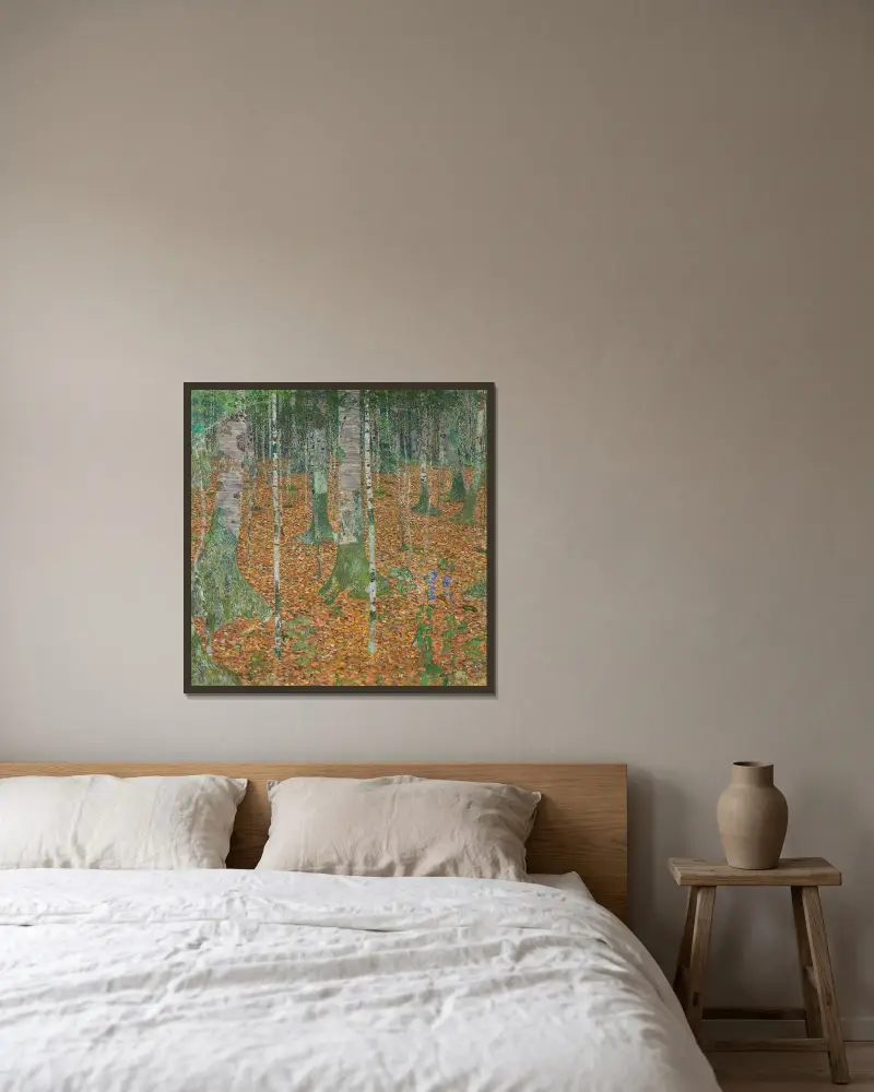 Březový les, Gustav Klimt v rámu na stěně
