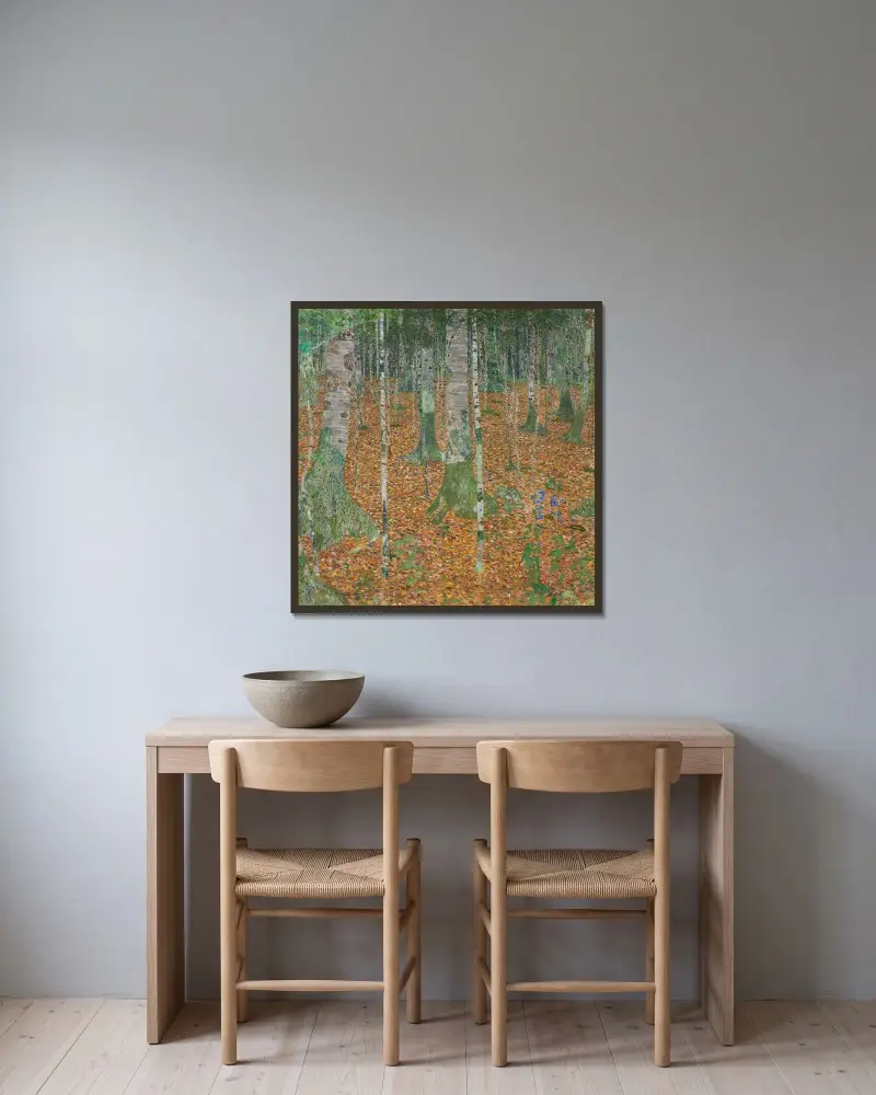 Březový les, Gustav Klimt v rámu na stěně