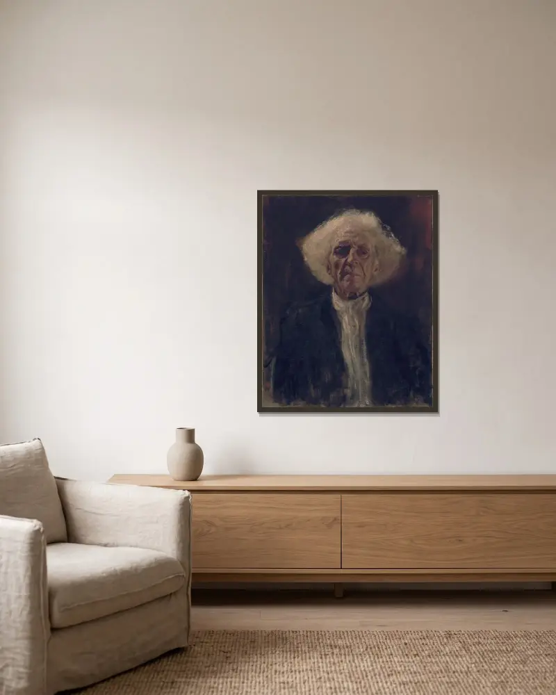 Blind Man av Gustav Klimt inramad på en vägg