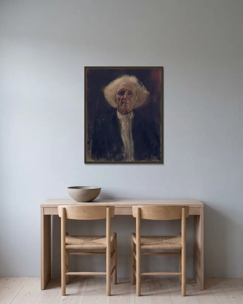 Blind Man av Gustav Klimt inramad på en vägg
