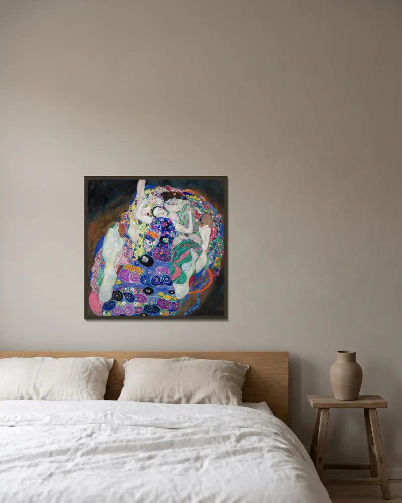 Die Jungfrau von Gustav Klimt gerahmt an einer Wand