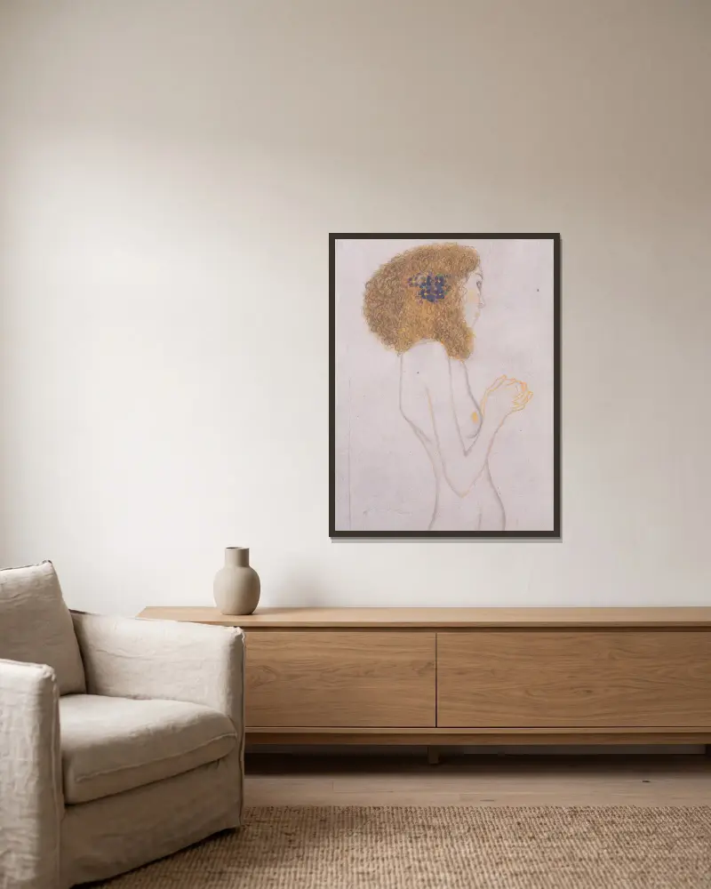 Die Leiden der schwachen Menschen av Gustav Klimt inramad på en vägg