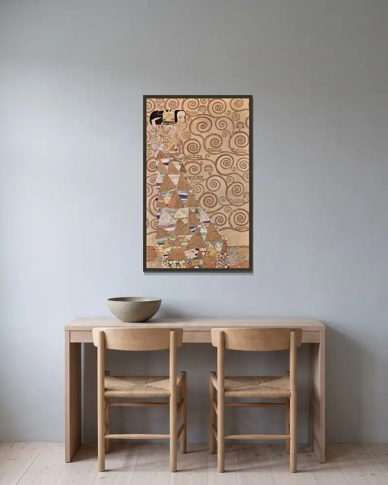 Expectation (from Tree of Life) av Gustav Klimt inramad på en vägg