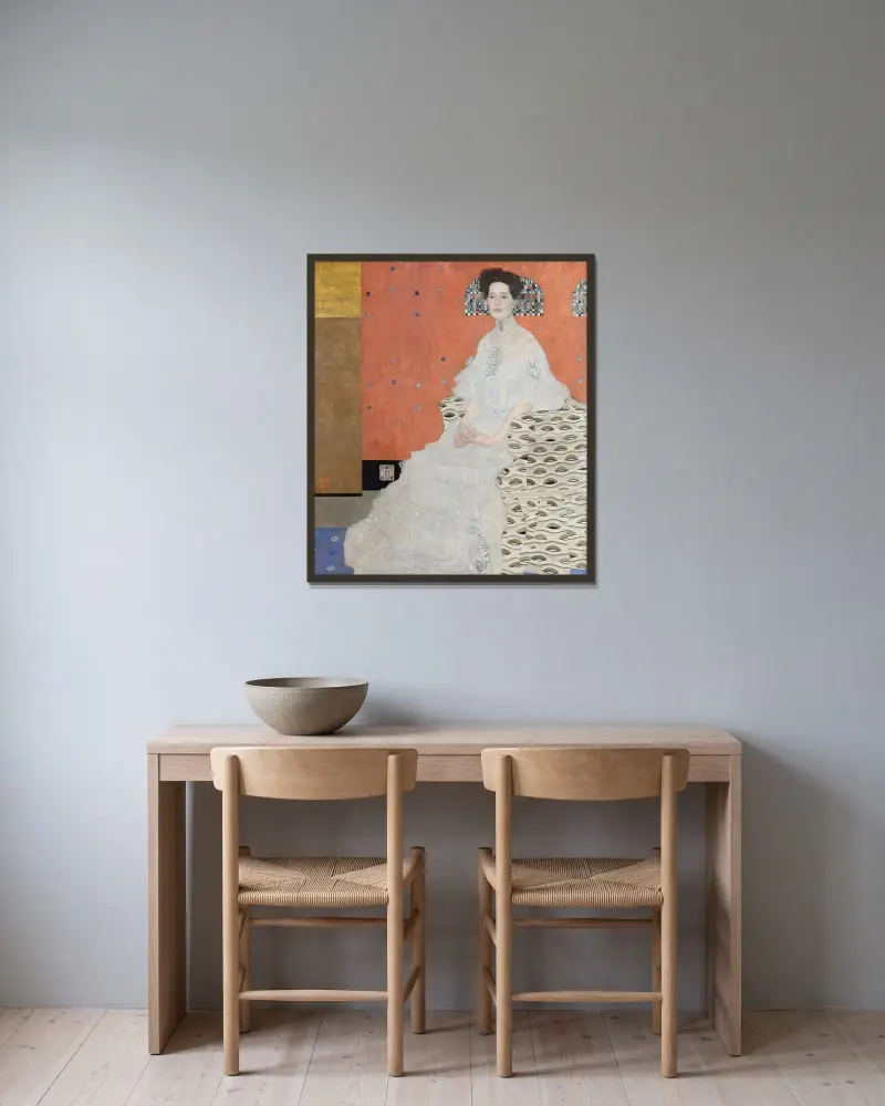 Fritza Riedler av Gustav Klimt inramad på en vägg