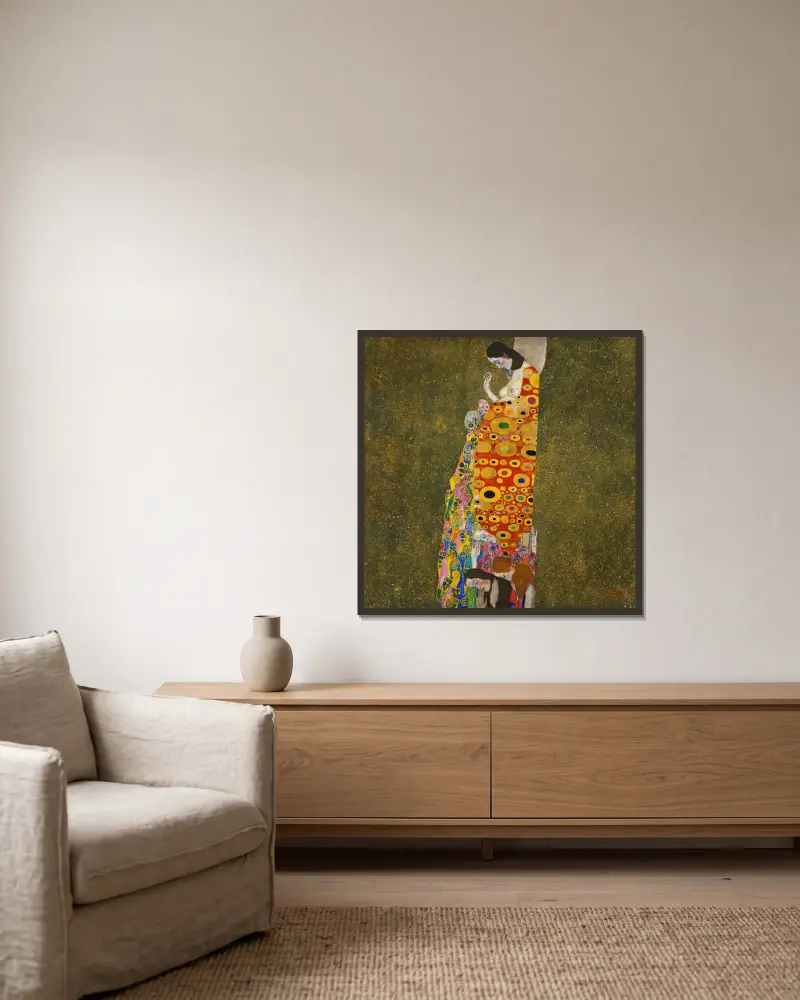Naděje II, Gustav Klimt v rámu na stěně