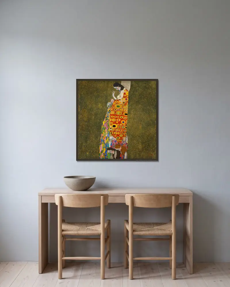Naděje II, Gustav Klimt v rámu na stěně