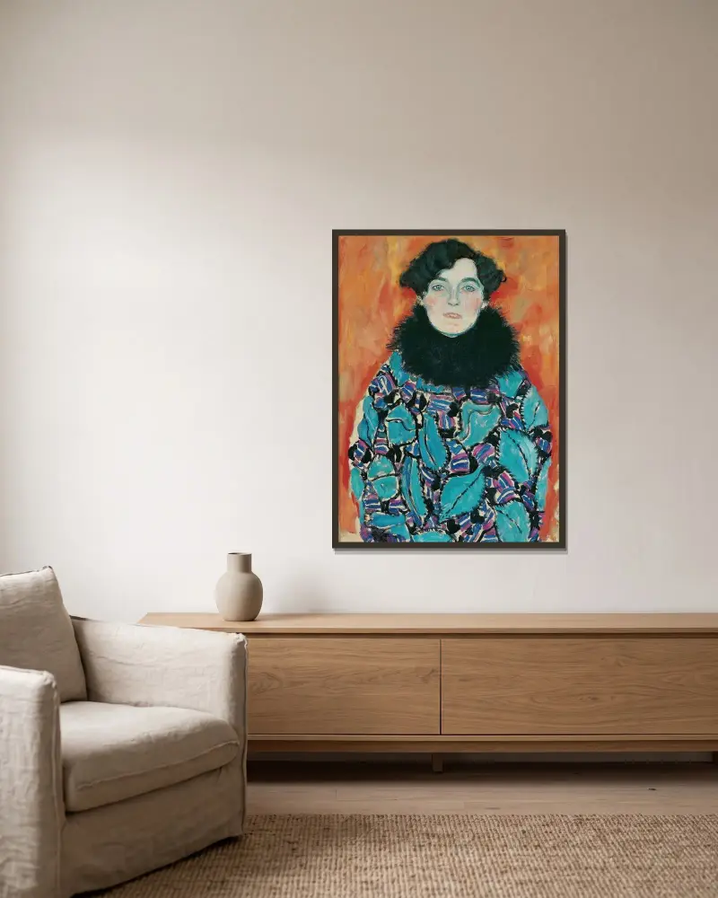 Johanna Staude av Gustav Klimt inramad på en vägg