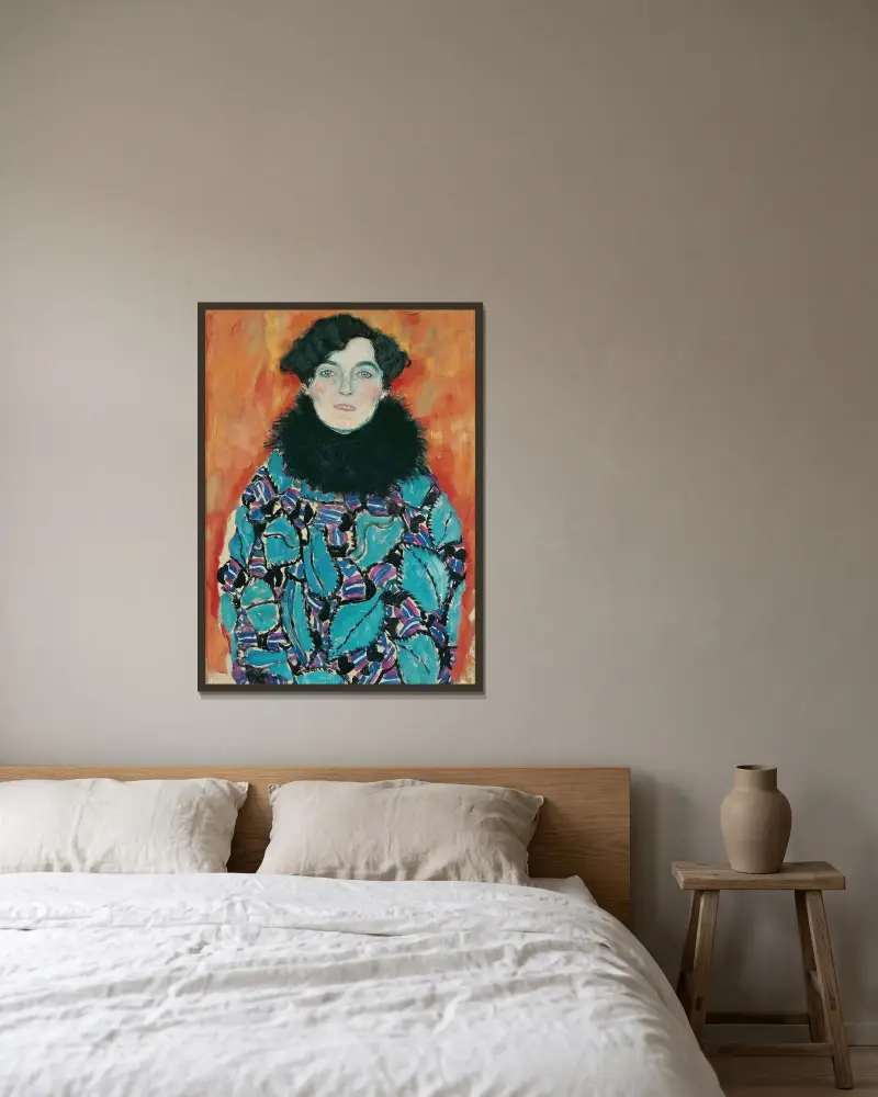 Johanna Staude av Gustav Klimt inramad på en vägg