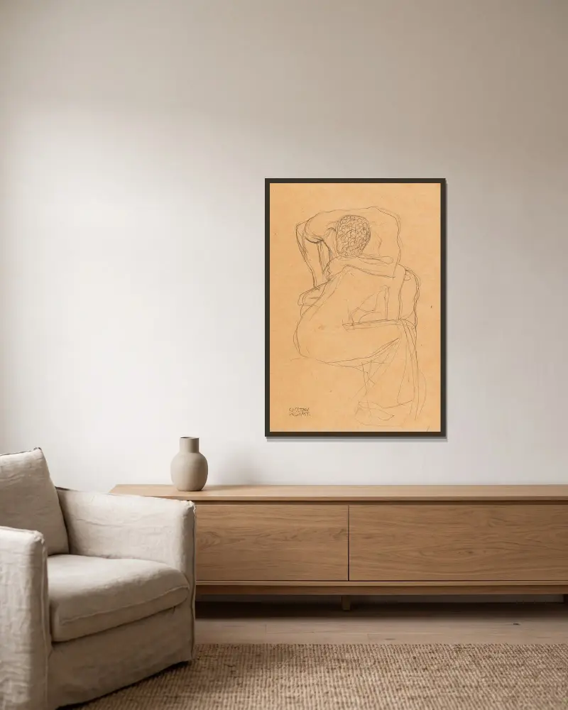 Liebende von Gustav Klimt gerahmt an einer Wand