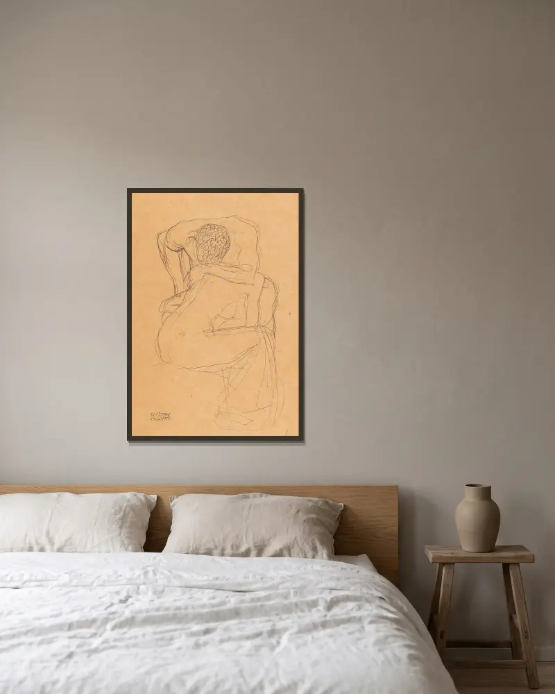 Liebende von Gustav Klimt gerahmt an einer Wand