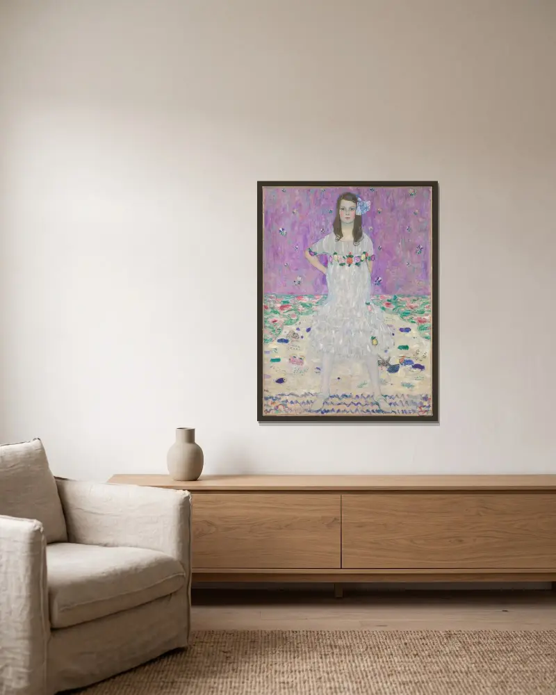 Mäda Primavesi av Gustav Klimt inramad på en vägg