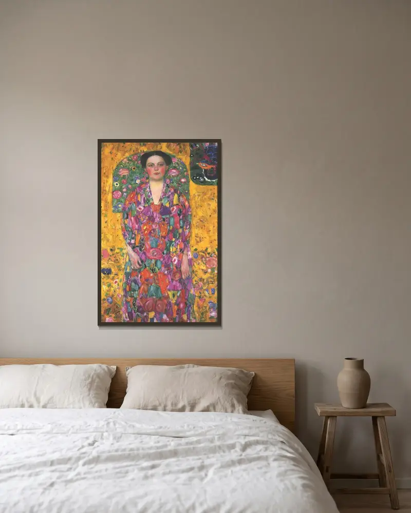Porträtt av Eugenia Primavesi, 1913 av Gustav Klimt inramad på en vägg
