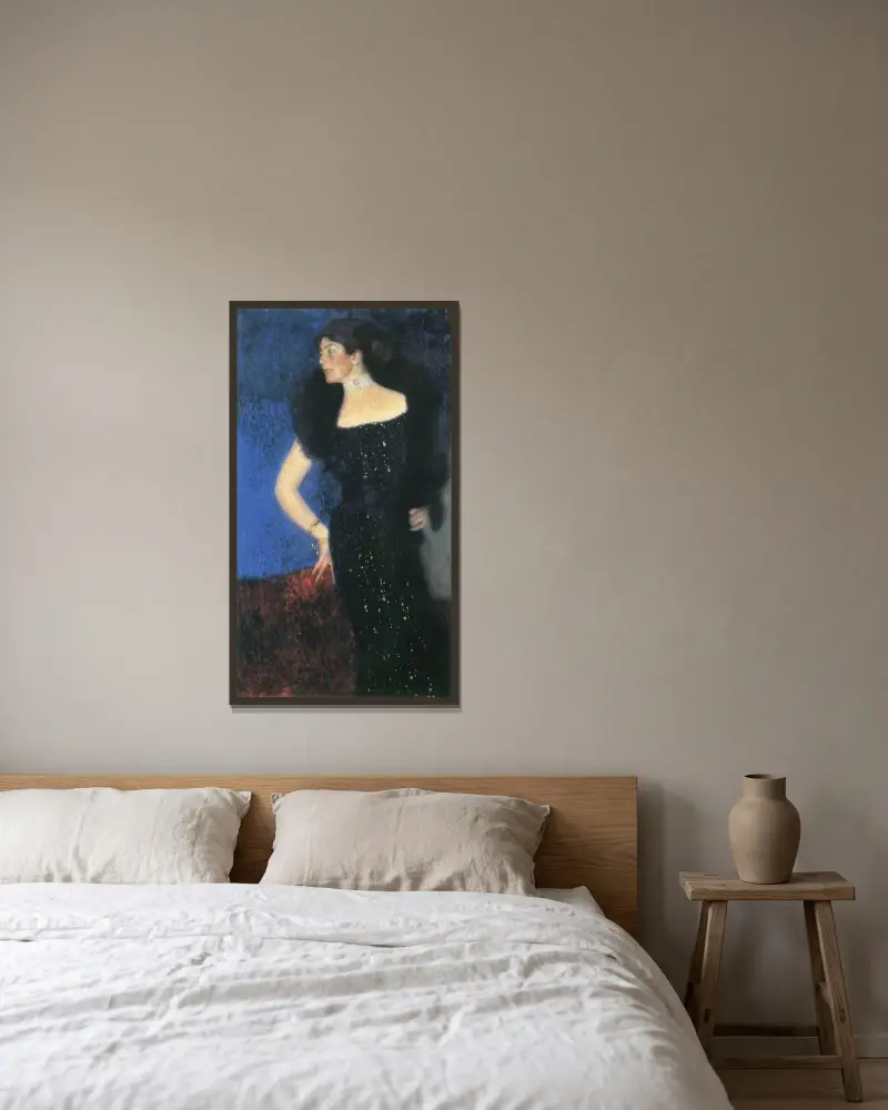 Portrait of Rose von Rosthorn-Friedmann av Gustav Klimt inramad på en vägg