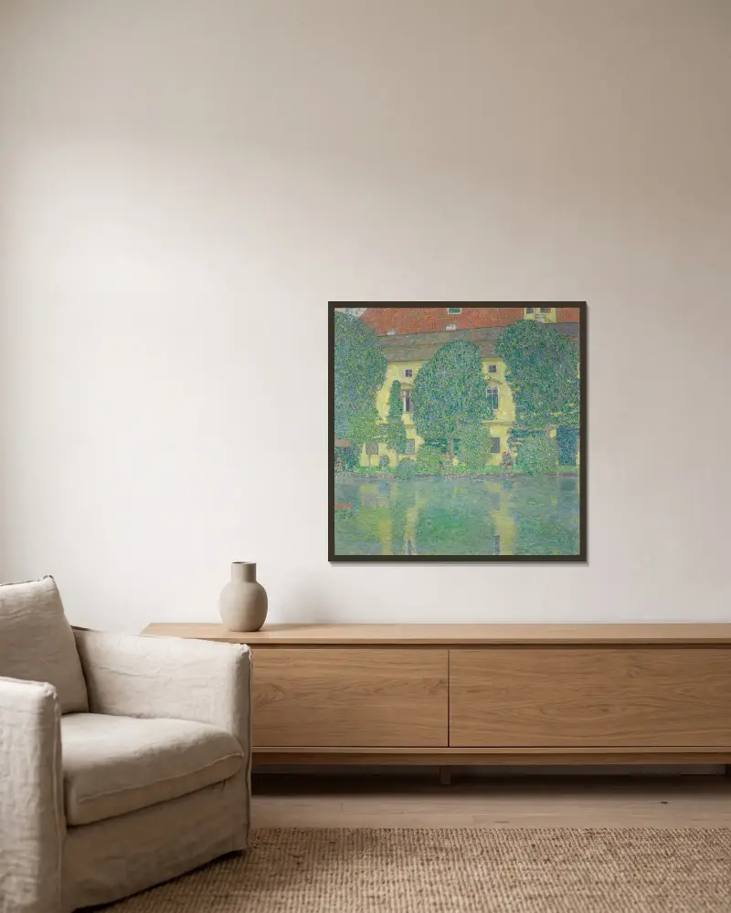 Slottet Kammer vid Attersee III av Gustav Klimt inramad på en vägg