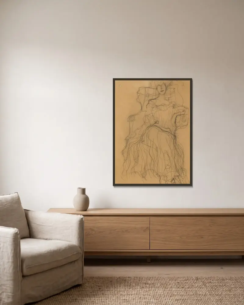 Siedząca z przodu, Gustav Klimt w ramie na ścianie