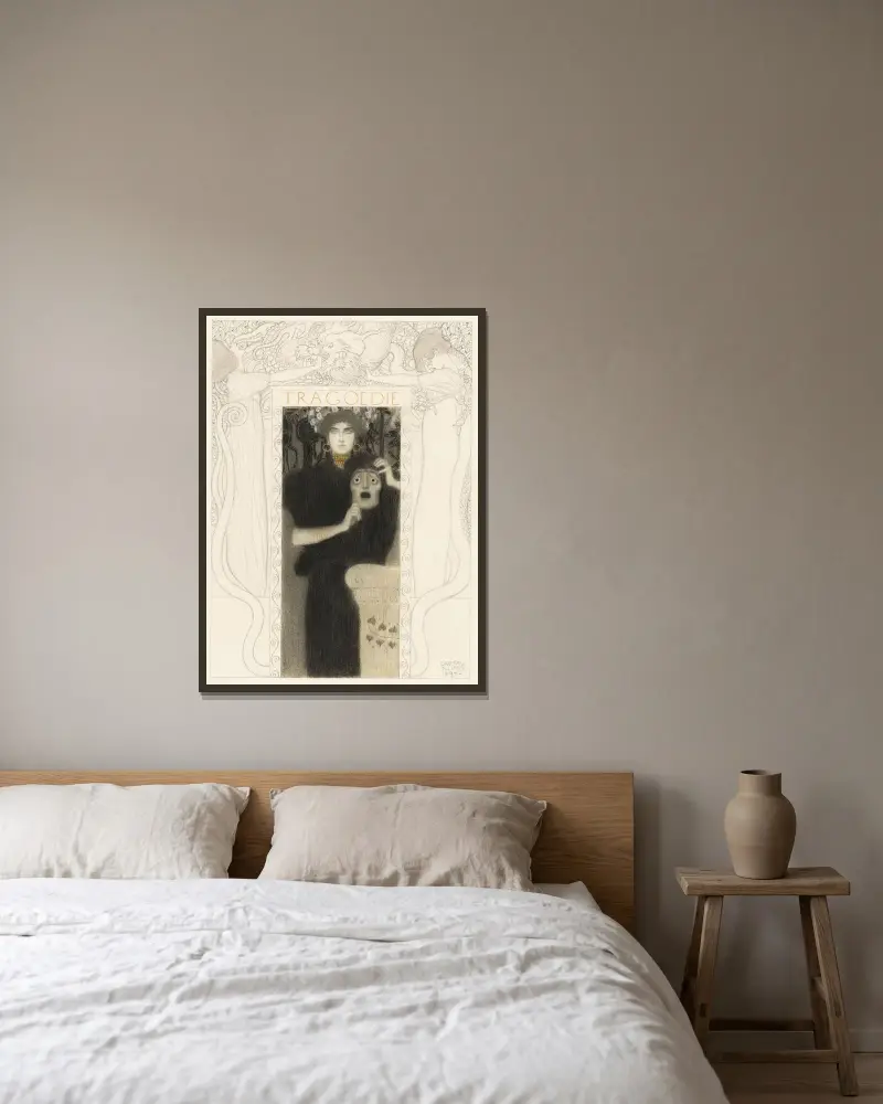 Tragödie av Gustav Klimt inramad på en vägg