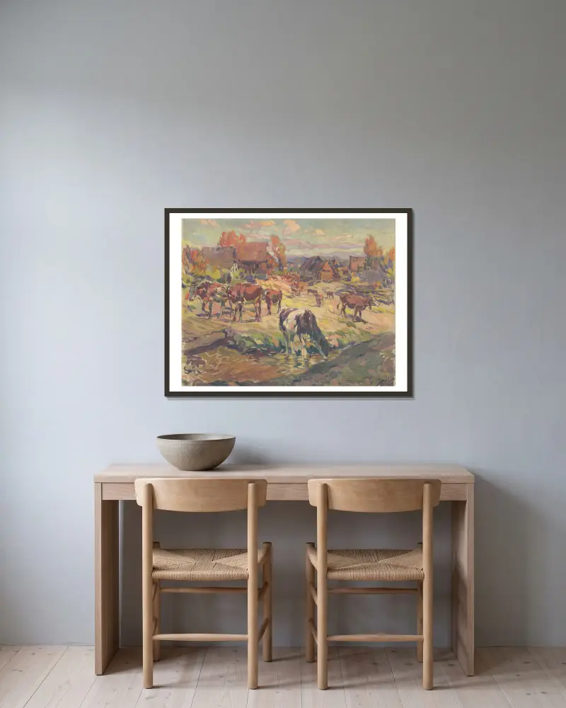 Z pastwiska, Gustáv Mallý w ramie na ścianie