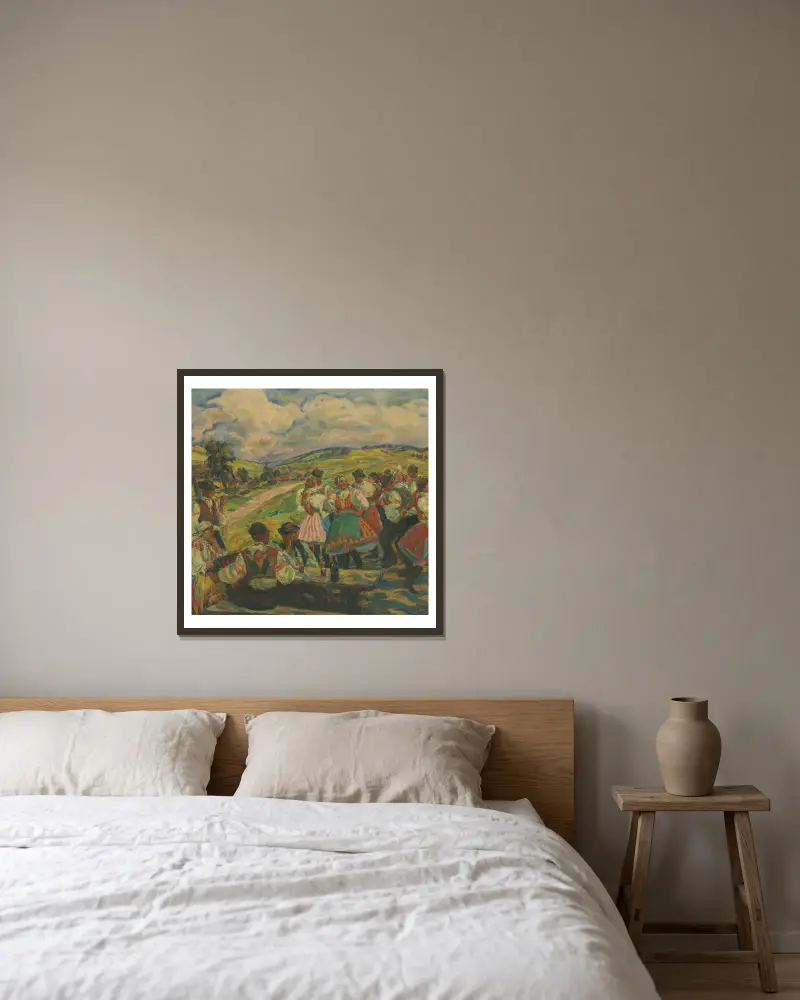 Dorftanz von Gustáv Mallý gerahmt an einer Wand