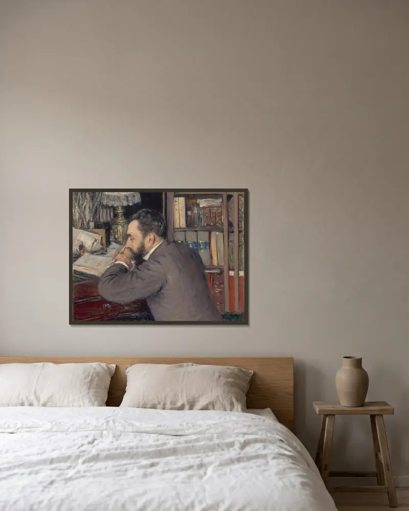 Henri Cordier av Gustave Caillebotte inramad på en vägg