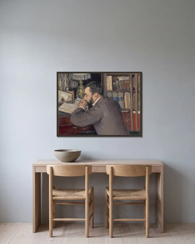 Henri Cordier av Gustave Caillebotte inramad på en vägg