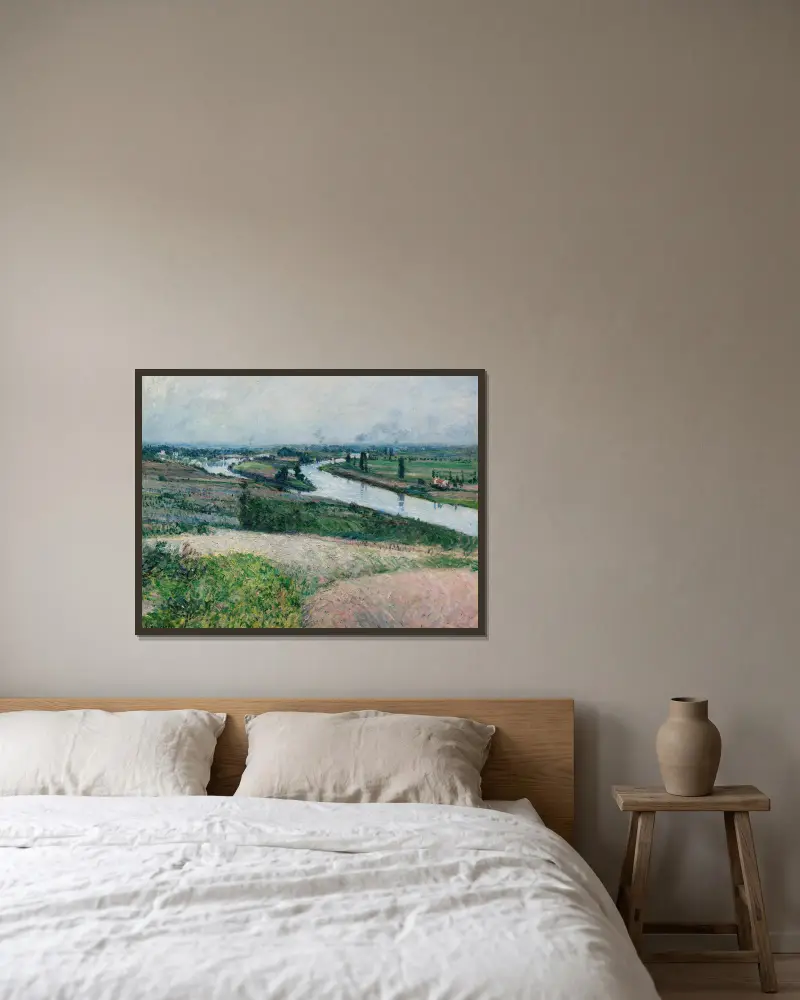 Seine vid Pointe d'Epinay av Gustave Caillebotte inramad på en vägg