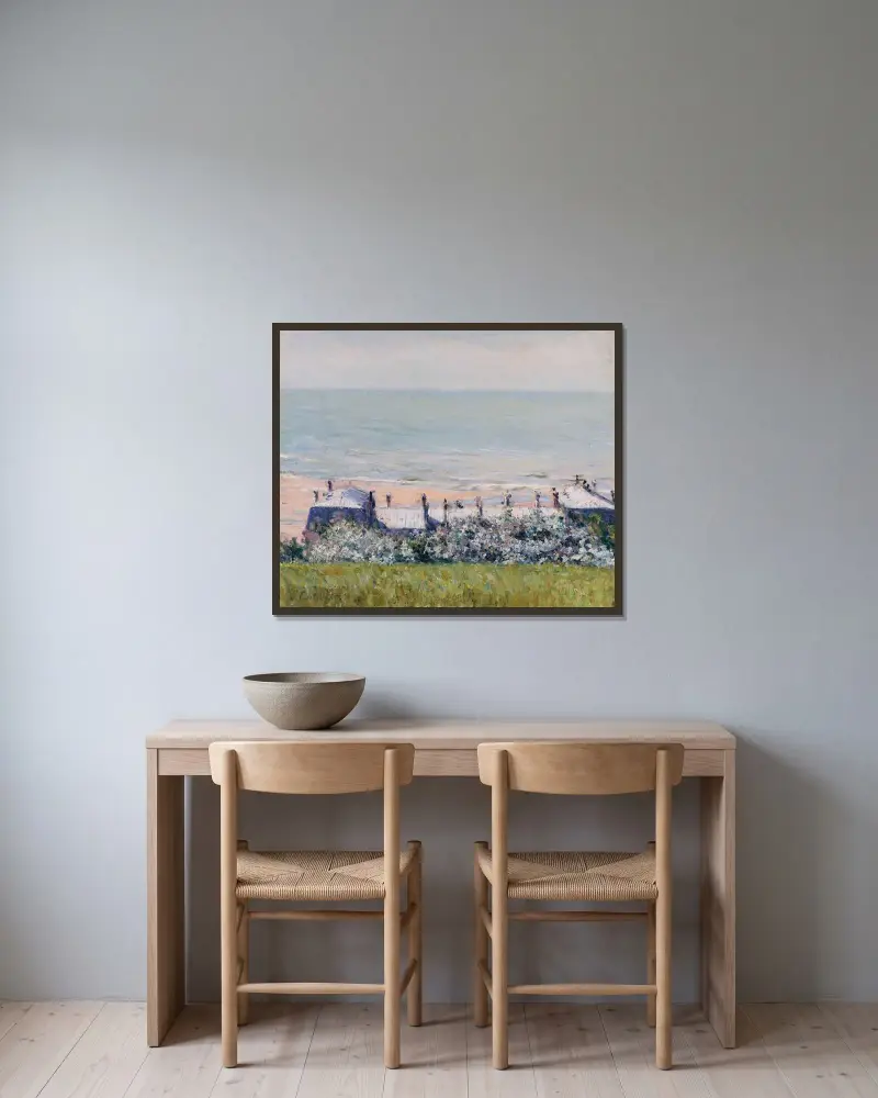 Taken på Hôtel des Roches Noires, Trouville av Gustave Caillebotte inramad på en vägg