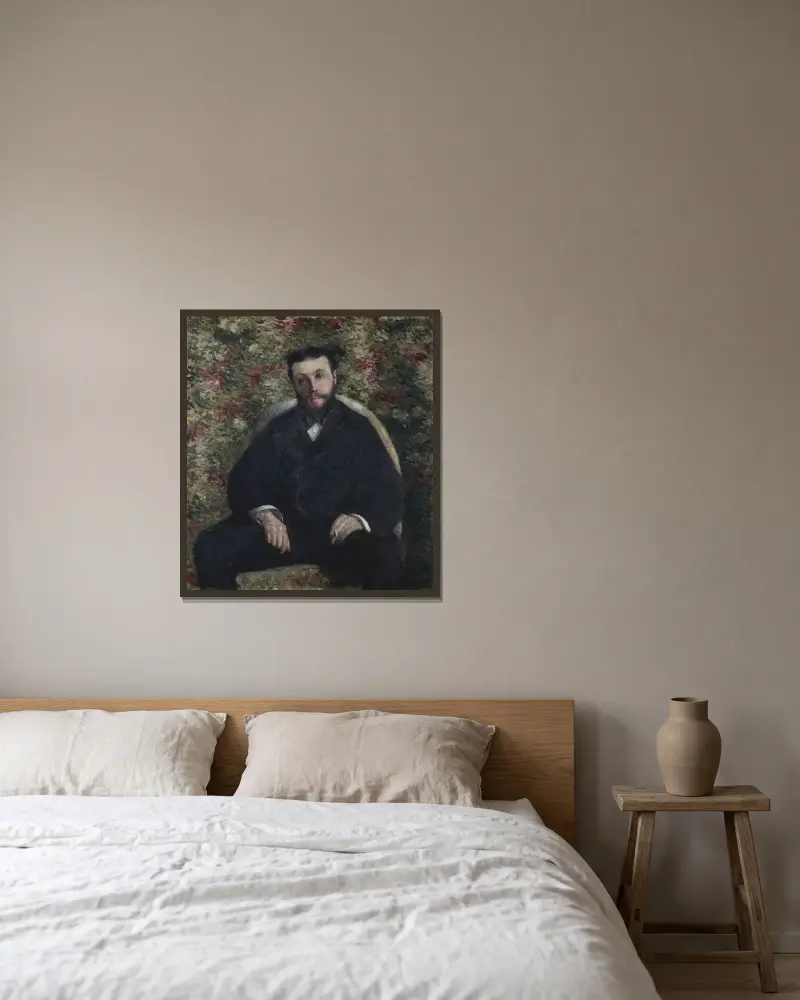 Portrait de A. Cassabois av Gustave Caillebotte inramad på en vägg