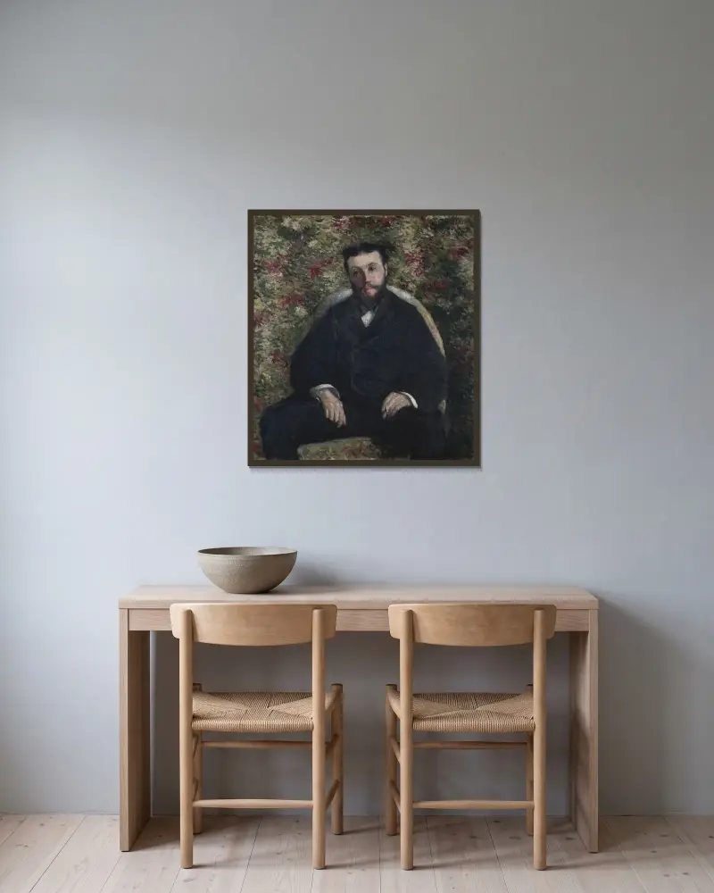 Portrait de A. Cassabois av Gustave Caillebotte inramad på en vägg