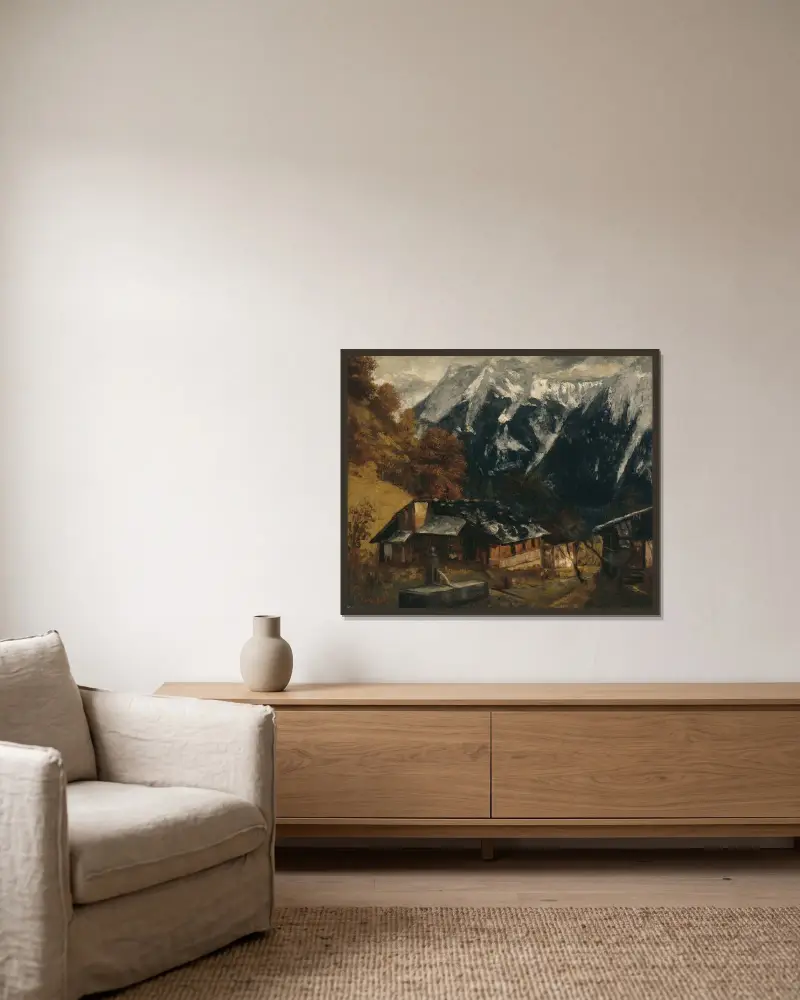 An Alpine Scene av Gustave Courbet inramad på en vägg