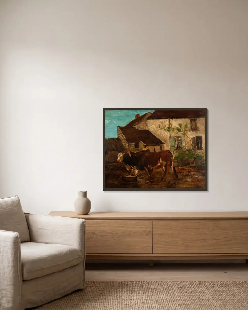 Vid vattenhon av Gustave Courbet inramad på en vägg