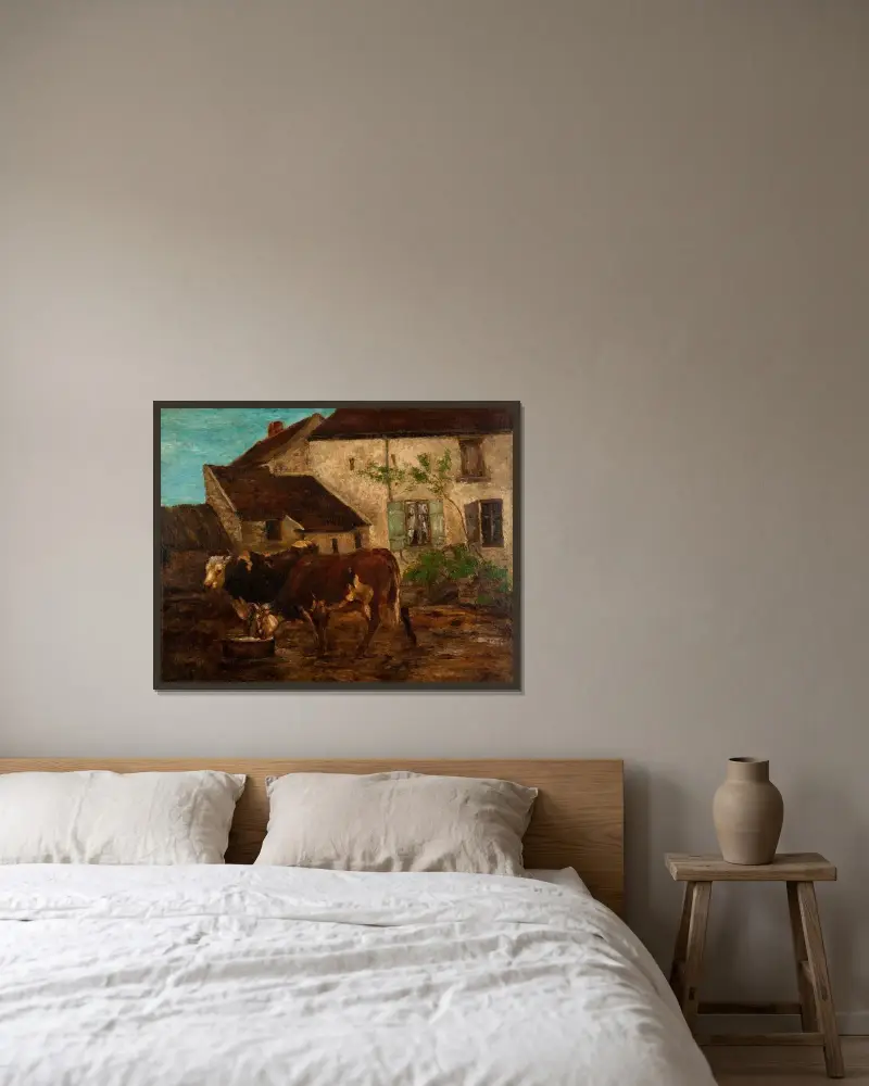 Vid vattenhon av Gustave Courbet inramad på en vägg