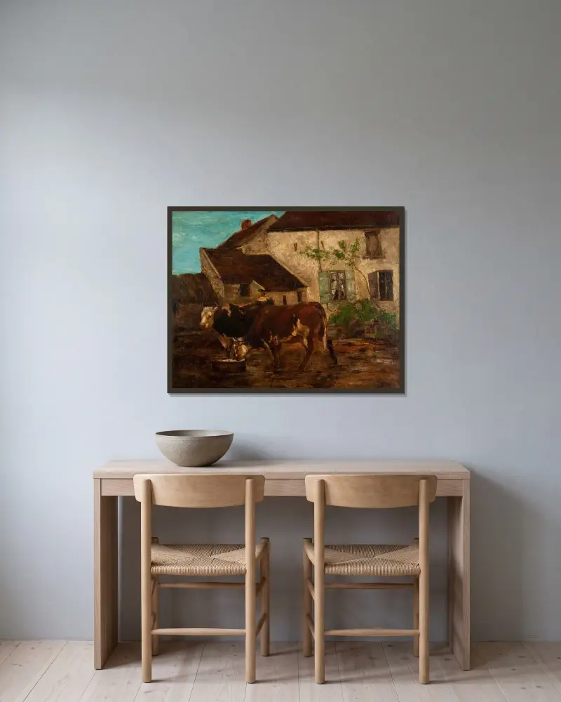 Vid vattenhon av Gustave Courbet inramad på en vägg