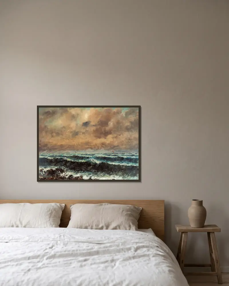 Autumn Sea av Gustave Courbet inramad på en vägg
