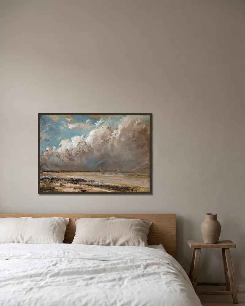 Beach in Normandy – nr 1 av Gustave Courbet inramad på en vägg