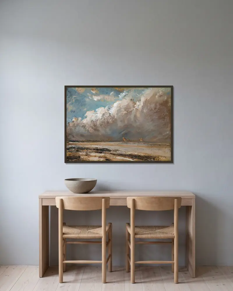 Beach in Normandy – nr 1 av Gustave Courbet inramad på en vägg