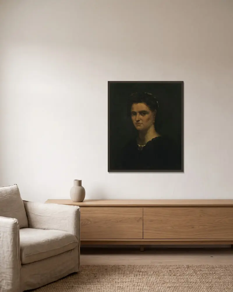 Bildnis einer Dame av Gustave Courbet inramad på en vägg