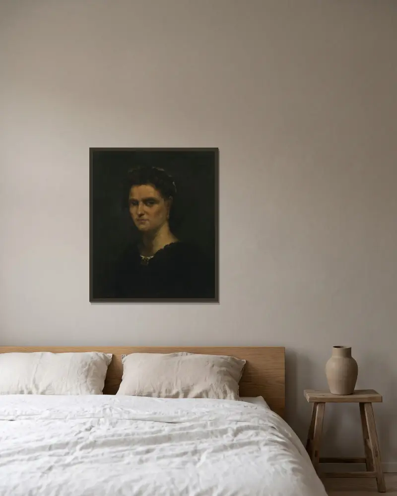 Bildnis einer Dame av Gustave Courbet inramad på en vägg