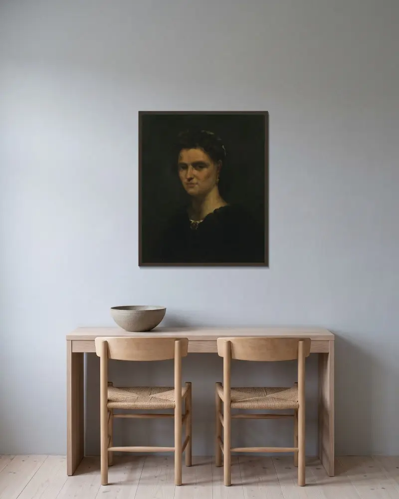 Bildnis einer Dame av Gustave Courbet inramad på en vägg