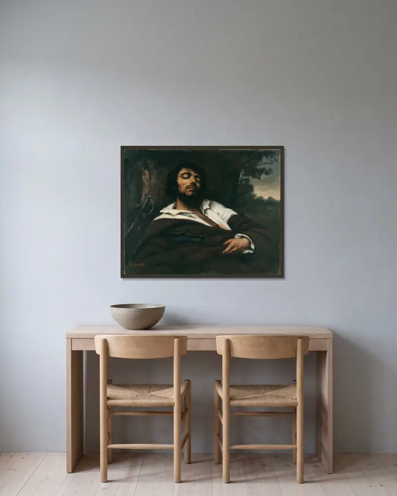Zraněný, Gustave Courbet v rámu na stěně
