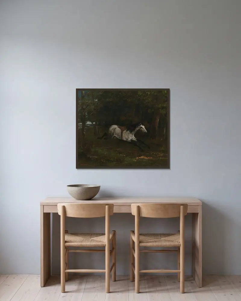Durchgehendes Pferd av Gustave Courbet inramad på en vägg