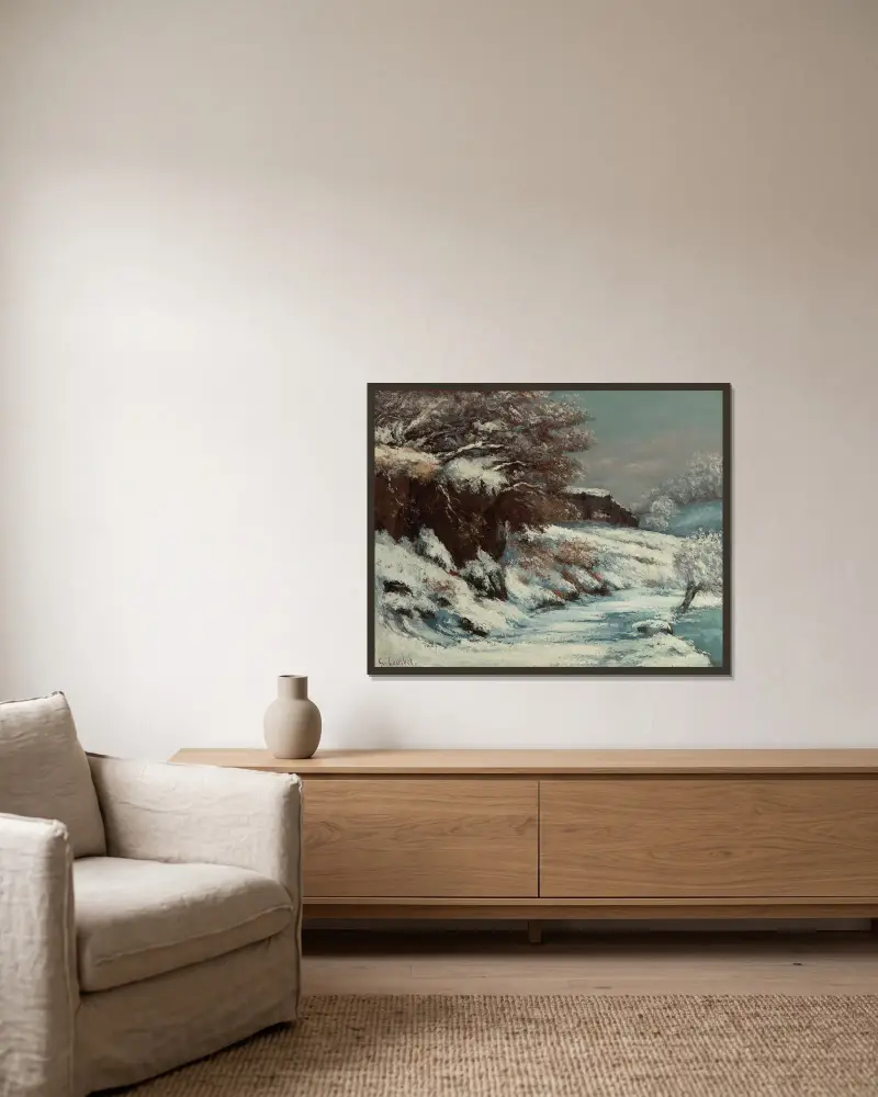 Efekt śniegu, Gustave Courbet w ramie na ścianie