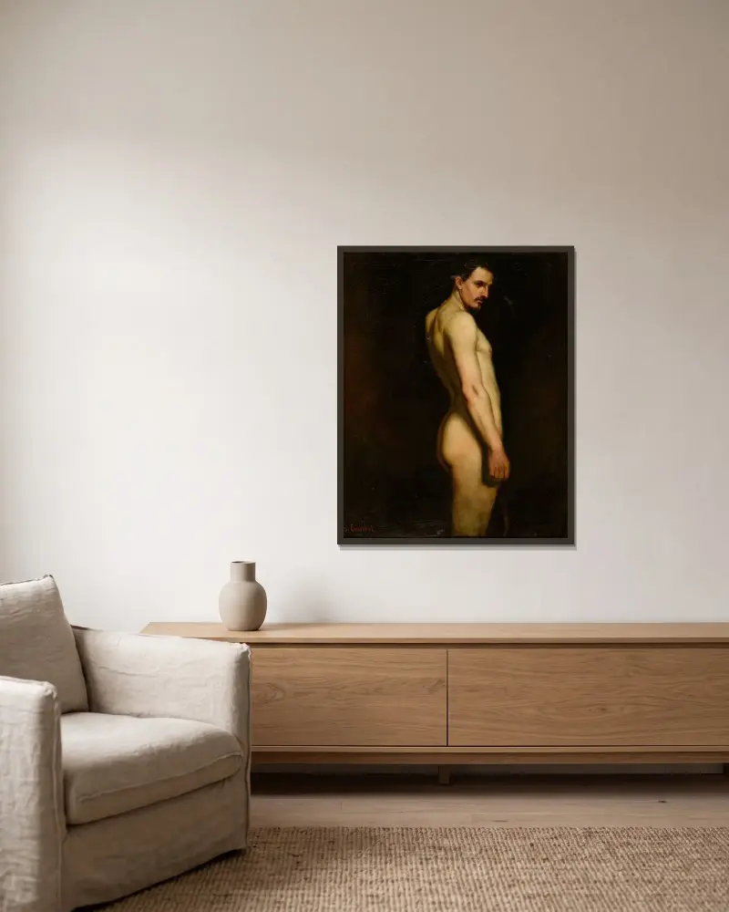 Aktstudie von Gustave Courbet gerahmt an einer Wand