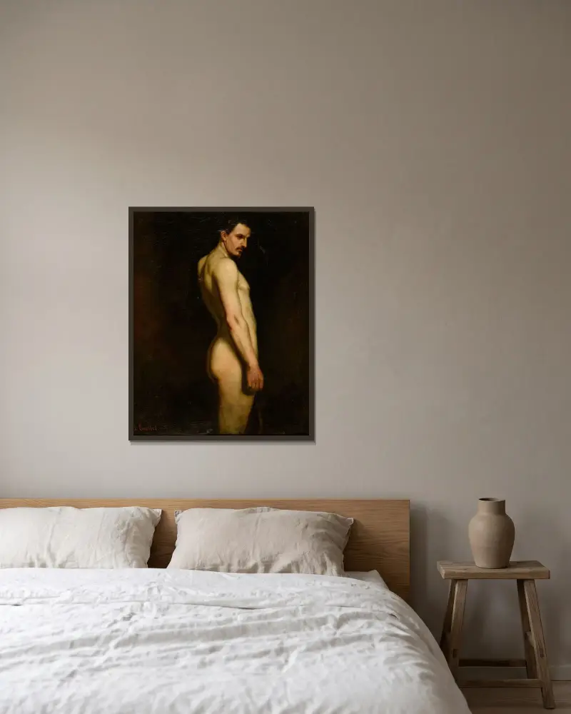 Aktstudie von Gustave Courbet gerahmt an einer Wand