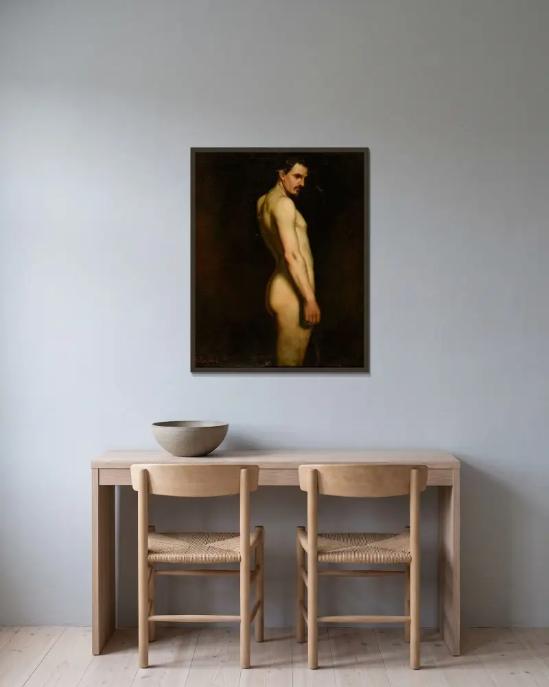 Aktstudie von Gustave Courbet gerahmt an einer Wand