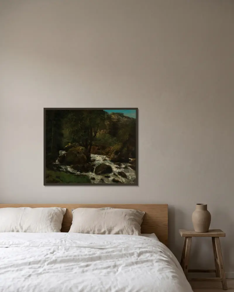 Forest Brook, Jura av Gustave Courbet inramad på en vägg